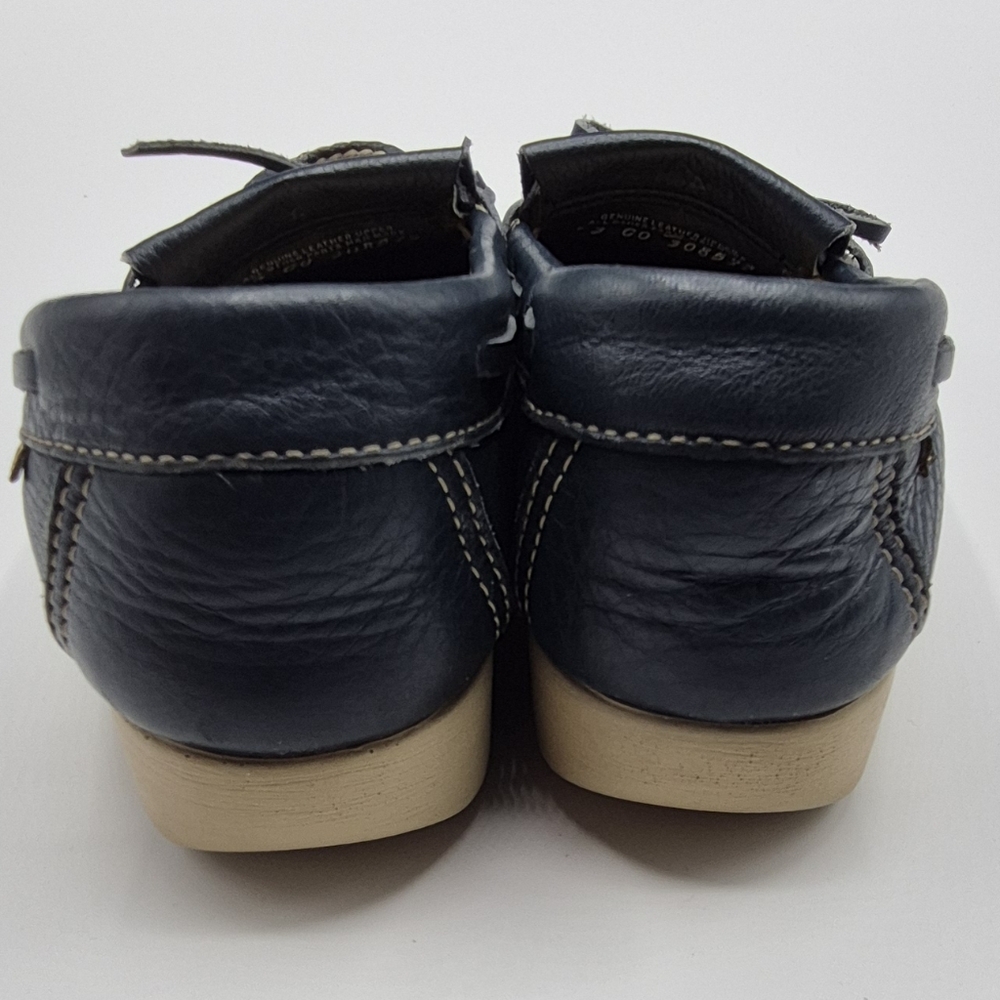 SAS Navy Leather Fringe Kiltie Loafers - Picture 3 of 6